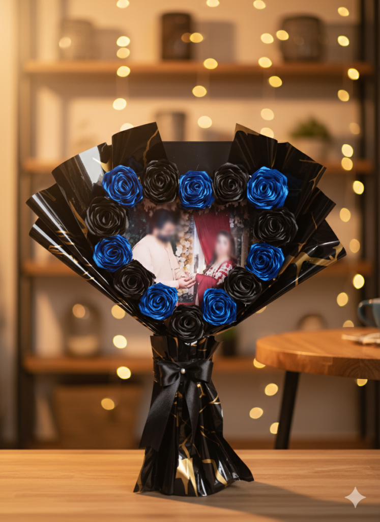 Photo Frame Bouquet of Artificial Flowers