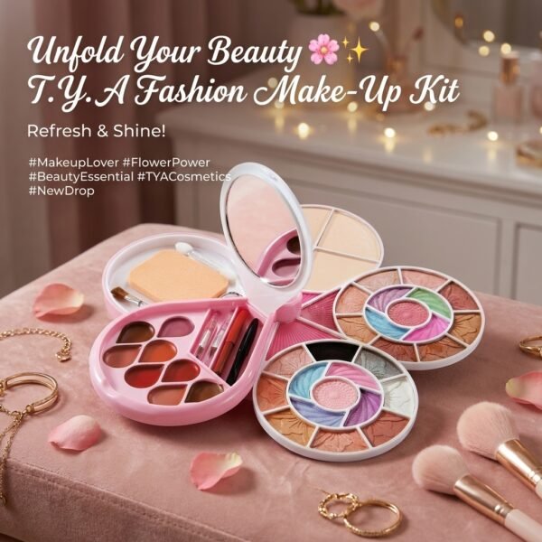 TYA Makeup Kit | 26,Eye Shadow | 8,Lip Color | 2,Blusher | 4,Powder Cake | 7,Sponge/Puff/Brushes