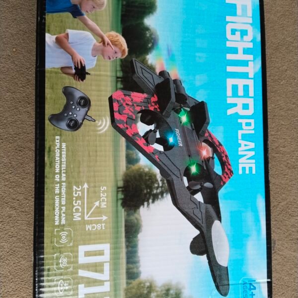 RC Plane 360° Flips, 2.4GHz Remote Controlled Aeroplane Quadcopter Fighter Aircraft 0712 with LED Lights, 80m Range, Ideal for Beginners, Children, and Adults, USB Charging, Durable Foam Flight